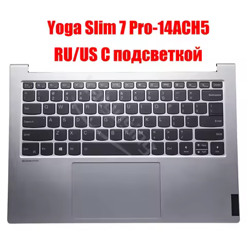 Rus US Keyboard for Lenovo Yoga Slim 7 Pro-14ACH5 7 Pro-14ITL5 7 Pro-14IHU5 Topcase Palmrest With Ba