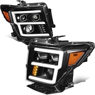 DNA MOTORING HL-LB2-NT16-BK-AM Pair of E-Style LED DRL Projector Headlights Compatible with 17-22 Ti