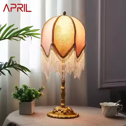 APRIL French Tassels Table Lamp American Retro Living Room Bedroom Villa European Pastoral Creative 