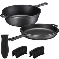 【จัดส่งภายใน 24 ชม】26cm Double Dutch Oven+ Skillets Set ชุดเตาอบดัตช์คู่+กระทะ