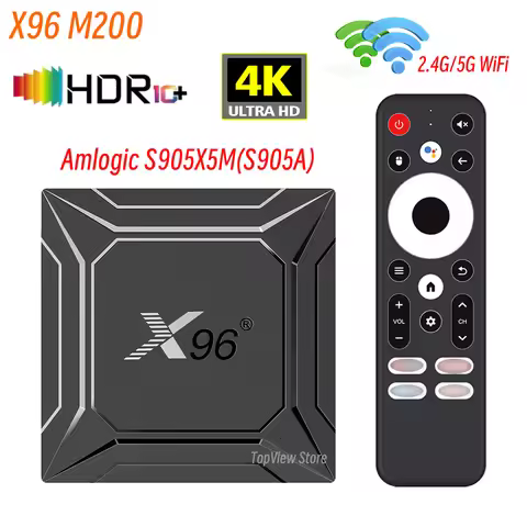 X96M200 Android 14.0 TV Box Amlogic S905X5M(S905A) X96 M200 2.4G/5G WiFi 1000M LAN BT5.X Supports HD