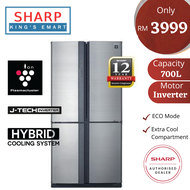 Sharp 700L R600A J Tech Inverter 4 Door Avance Refrigerator SJF85VMSS | 4 Door Double French Fridge | Peti Sejuk 4 Pintu 4门冰箱