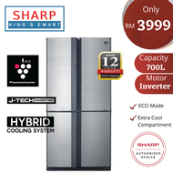 Sharp 700L R600A J Tech Inverter 4 Door Avance Refrigerator SJF85VMSS | 4 Door Double French Fridge 