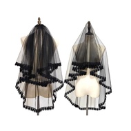 lu Dark Veil Lace Veils Head Covering Wedding Hair Accessories Black Wedding Veil Headscarf Lace Bla