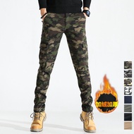 Winter Fleece-lined Camouflage Pants Men's Stretch Cargo Pants Slim Fit Skinny Thickened Multi-Pocket Wearable All-Match Casual Cotton Pants