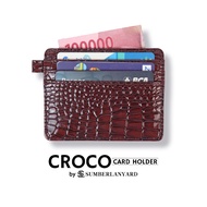 SL.ID Croco Card Holder - 7-Slot Maroon Leather Card Holder