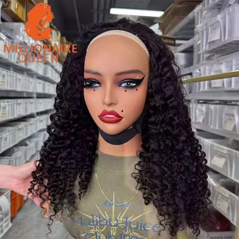 Millionaire Queen Burmese 3C4A Curly Invisible Half Wigs 100% Human Hair 3C4A Burmese Curly Adjustab