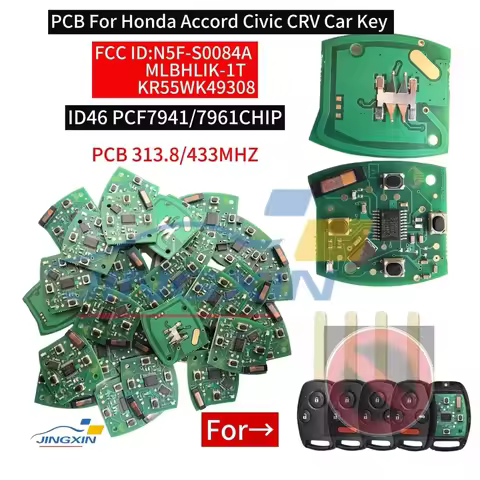 Jingxin PCB For Honda Accord Civic CRV 4Buttons ID46 PCF7941/7961 CHIP FCC ID:KR55WK48308/MLBHLIK-1T