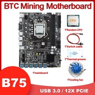 B75 12USB GPU BTC Miner Motherboard+CPU+Cooling Fan+Thermal