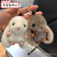 New cute rabbit imitation mink fur plush toy bag pendant decoration car keychain couple's birthday g