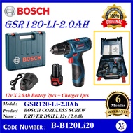 B-B120Li20 [100% ORIGINAL] BOSCH GSR120-Li 12Vx2.0Ah_battery_2pcs BOSCH CORDLESS DRIVER DRILL 06019G