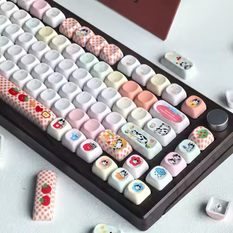 MAIMOOO Happy Cat Keycaps Cute Moa Cherry PBT Wooting AULA AJAZZ Mechanical Keyboard Personalized Ko