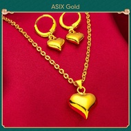 ASIXGOLD Korean Fashion 916 Pure Gold Bangkok Gold Ladies Love Necklace Earrings Jewelry Set Ladies Elevate Love Jewelry