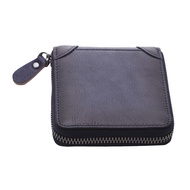 Anti theft brush men's leather short zipper multifunctional wallet with large capacity wallet