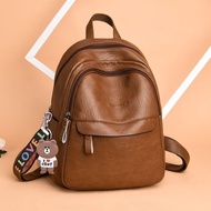 Stok Sedia Ada Beg Galas Wanita 2022 Kulit Lembut Baru Kapasiti Tinggi Kulit Korea Kasual-Ready Stock 2022 New Soft Leather Women's Backpack Large Capacity Casual Korean Version Of PU Leather