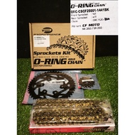 P PERFORMANCE CF MOTOR NK250/SR250 SPROCKET CHAIN FULL SET RANTAI SPROCKET EMAS GOLD 520H 14T 41T