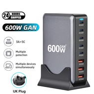 600W GaN Desktop Charger 8 port USB 5C+3A Type C PD Charger Fast Charge UK Plug， Suitable for Tablet