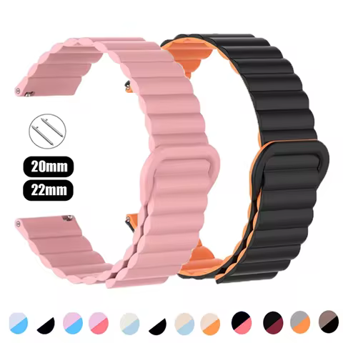 Silicone Magnetic Loop For Amazfit GTS 4/2/Mini/2e/GTR 3 pro/GTR4/stratos belt 20mm 22mm watch strap