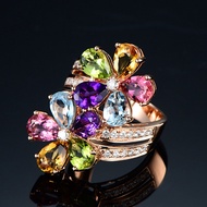 ♥Original Flower Colorful Gem Rose Gold Ring Female Luxury Jewelry silver 925 original ring for women rings men korean jewelry cincin lelaki cincin perempuan couple cincin emas korea 戒指