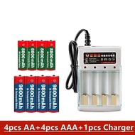 Rechargeable Battery 1.5V AA 9800Mah 1.5V AAA 8800Mah Alkaline  with Charger for Computer Clock Radi