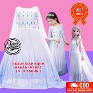 Kostum Anak Elsa White Frozen 2 Perempuan Baju Dress Gaun Panjang Cewek Princess Putih Impor