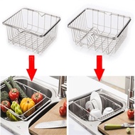 Adjustable Stainless Steel Kitchen Sink Rack Dish Cutlery Drainer Drying Holder