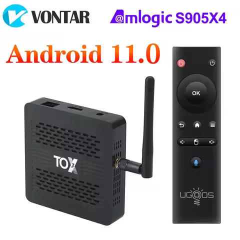 TOX3 Smart TV Box Android 11 4GB 32GB with Amlogic S905X4 2T2R Dual Wifi 1000M Internet BT4.1 Suppor