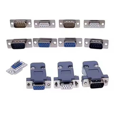 10PCS DB9 Adapter Connector Core RS232 Serial COM Plug Connectors Hole/pin DB15 Female Male Port Soc