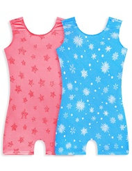 Snowheart Girls Gymnastics Leotards Sparkly One Piece Sleeveless Biketards for 1-9 Years Old