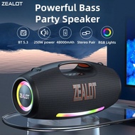 Loa không dây công suất cao ZEALOT S89 250W, di động ngoài trời, chống nước và năm loa, pin tích hợp