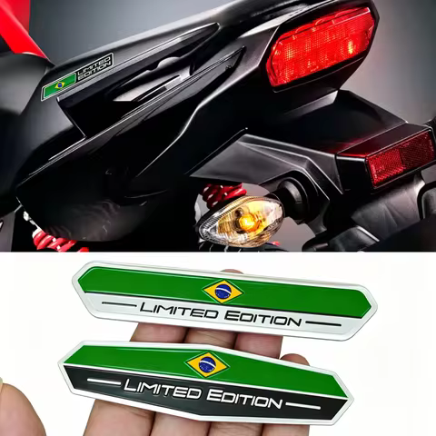 Brazil Flag Aluminum Motorcycle Decal Limited Edition Motorcycle Emblem Compatible with Honda Yamaha