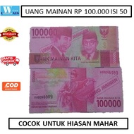 Terlaris !! Uang mainan 100 Ribu / Uang 100 Ribu terbaru 2020 asli / Untuk mahar, Versi uang terbaru / Duit Mainan / Uang mainan mirip asli / Mainan Edukasi Anak / Mainan berhitung anak / cocok untuk anak laki-laki dan perempuan / Uang Palsu