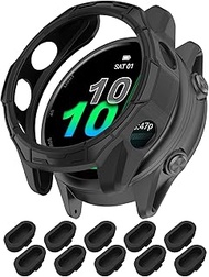 Miimall Case + 10 x Dust Plugs for Garmin Forerunner 570 47 mm Protective Case, Lightweight Ultra Th