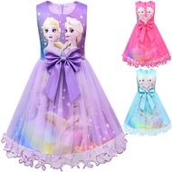 Frozen 2 Girls Dress Elsa Anna Kids Fancy Lace Children Gowns Princess Snow Queen Ball Gown Birthday For Kids Purple Pink Blue Dresses