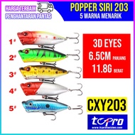 Siri Casting 203 Popper 6.5CM 11.8g Plastic Climbing Wave Fake Hard Bait Fishing MJ TC Pro Tackles