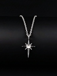 1pc Elegant High-Quality Star Shaped Pendant Necklace For Women, Suitable For Daily, Party, Gift-Giv