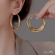 Authentic Plain Circle Pure Silver Hoop Earrings Large Circle Round Circle Plain Circle High-end Ear