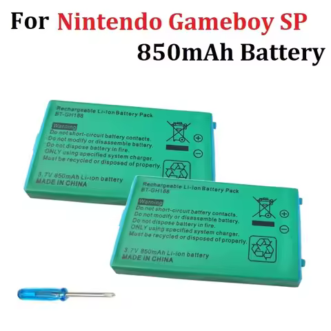 3.7v rechargeable 850mAh lithium battery for Nintendo GBASP GameBoy Advance GBA SP