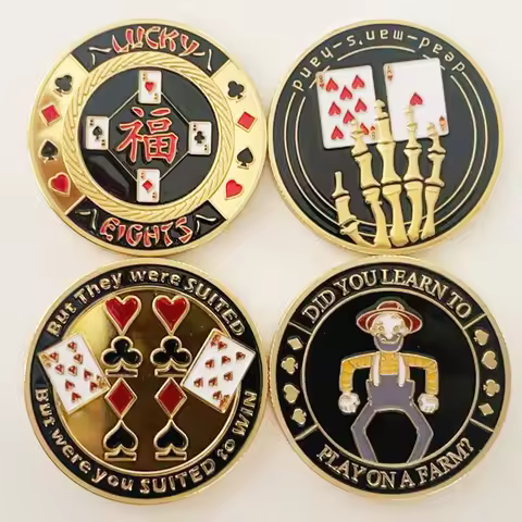 Poker Card Guard Protector Poker Card Metal Souvenir Lucky Coin Poker Game Hold'em Accessories Chip 