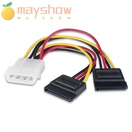 MAYSHOW Dual Hard Drive Power Lead, 7.48in Molex to SATA Power Extension Cable, High Quality 4 Pin to 15 Pin Power Splitter Y Cable SATA Power Splitter