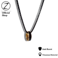 kalung titanium pria anti karat hitam liontin cincin hitam emas keren - 75cm