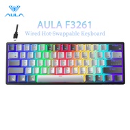 AULA F3261 61 Keys Wired Mechanical Keyboard RGB Hot Swappable Compact Gaming Keyboards LED Backlit 