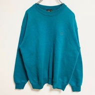 古著 90 年代美國奧運 JC PENNEY 長袖運動衫，帶有單點徽標刺繡，藍色/綠松石色，L 碼