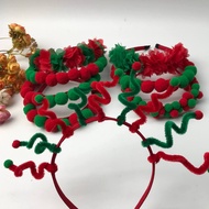 MERAH HIJAU 1PC RED GREEN POM HEADSET / CHRISTMAS HEADSET / CHRISTMAS HEADSET