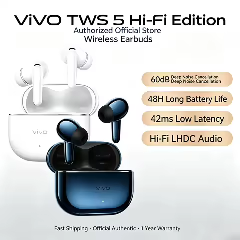 Vivo TWS 5 Hi-Fi Wireless Earphone Bluetooth Official LHDC 5.0 LDAC HiFi 60dB Active Noise Canceling