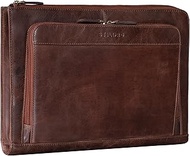 STILORD 'Dillon' Conference Folder A4 Leather Vintage Writing Case for 13.3 inch MacBook Laptop Docu