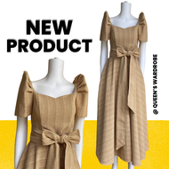 Nudish Brown Filipiniana Dress/Gown With Detatchable Ribbon- Floor Length