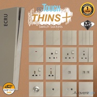 [ECRU] reTouch Thins+ Soft Touch 1/2/3/4 Gang 1/2 Way 13A/15A/20A Switch & Sockets Full Frame Minima