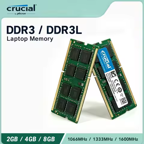 Crucial DDR3 Laptop Memory SODIMM 4GB & 8GB, 1333 1600 1866 MHz, 1.35V Low /1.5V Standard Voltage No