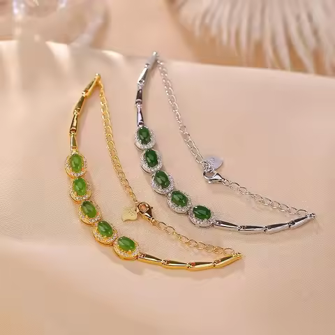 Light Luxury Design Sense Natural Hotan Jasper Jade Bracelet for Women Fashion Vintage Original Desi